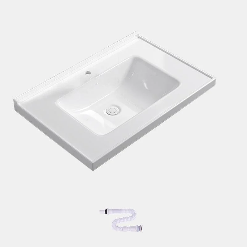 Contemporary Bathroom Sink Rectangular Porcelain Drop-in Bathroom Sink with Pop-Up Drain -Bathlova