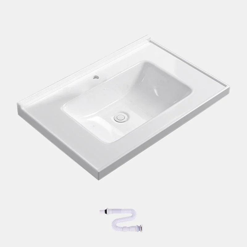 Contemporary Bathroom Sink Rectangular Porcelain Drop-in Bathroom Sink with Pop-Up Drain -Bathlova