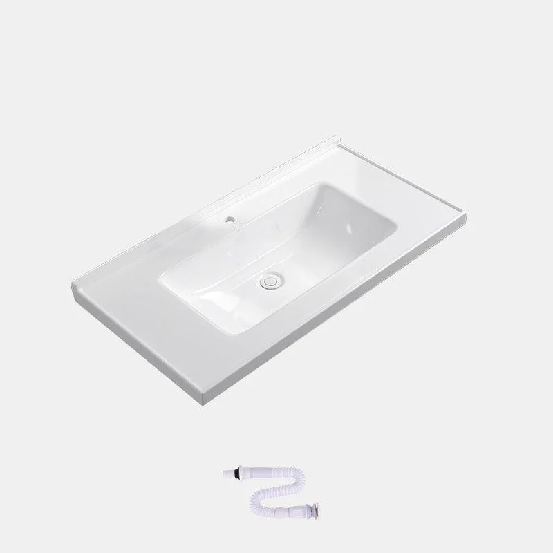 Contemporary Bathroom Sink Rectangular Porcelain Drop-in Bathroom Sink with Pop-Up Drain -Bathlova