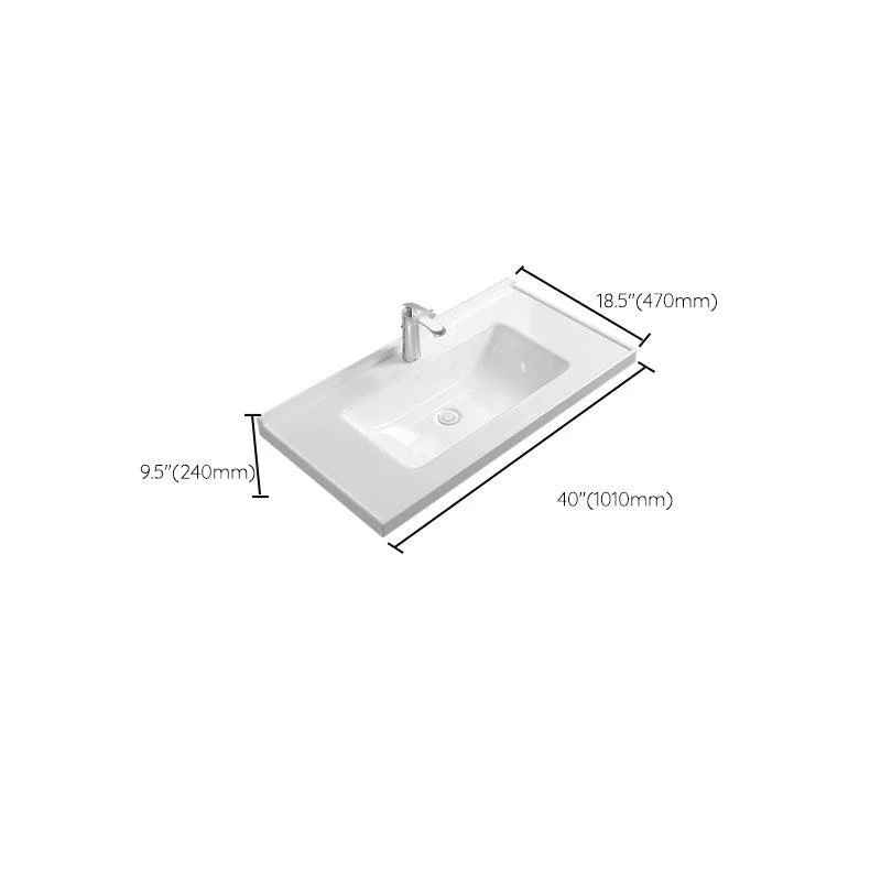 Contemporary Bathroom Sink Rectangular Porcelain Drop-in Bathroom Sink with Pop-Up Drain -Bathlova