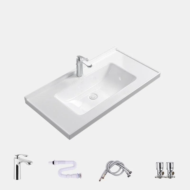 Contemporary Bathroom Sink Rectangular Porcelain Drop-in Bathroom Sink with Pop-Up Drain -Bathlova