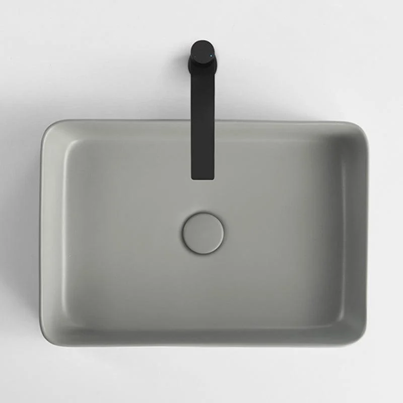 Contemporary Bathroom Sink Rectangular Porcelain Vessel Lavatory Sink with Pop-Up Drain -Bathlova