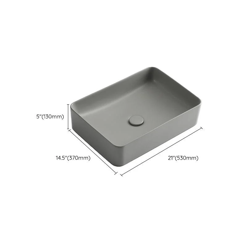 Contemporary Bathroom Sink Rectangular Porcelain Vessel Lavatory Sink with Pop-Up Drain -Bathlova