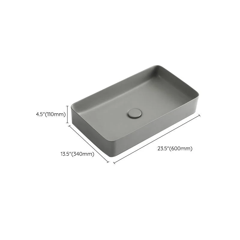 Contemporary Bathroom Sink Rectangular Porcelain Vessel Lavatory Sink with Pop-Up Drain -Bathlova