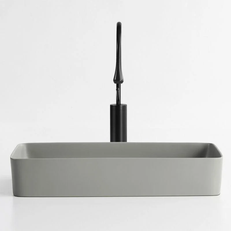 Contemporary Bathroom Sink Rectangular Porcelain Vessel Lavatory Sink with Pop-Up Drain -Bathlova