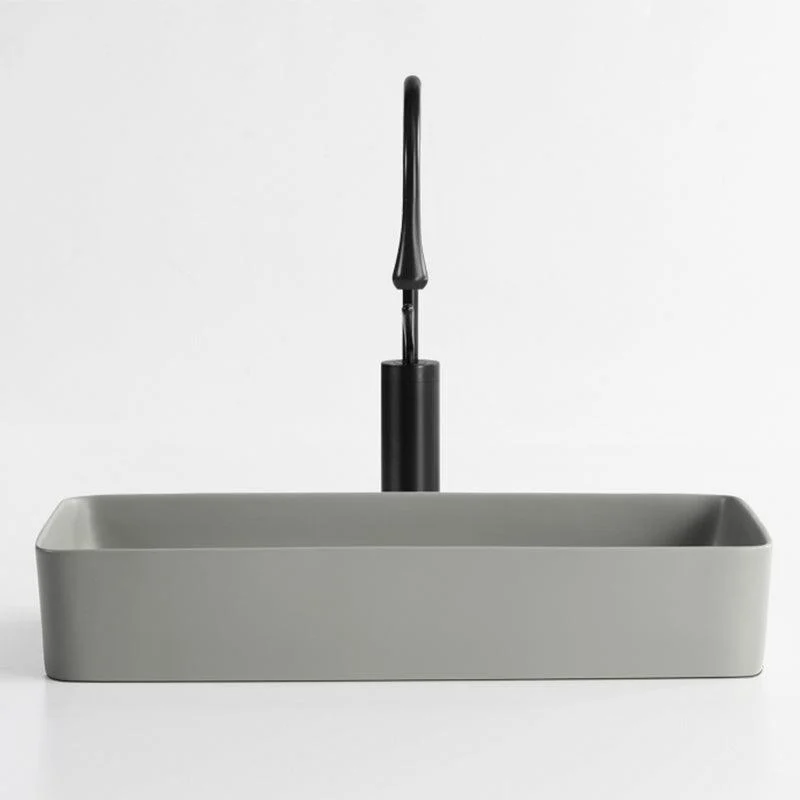 Contemporary Bathroom Sink Rectangular Porcelain Vessel Lavatory Sink with Pop-Up Drain -Bathlova