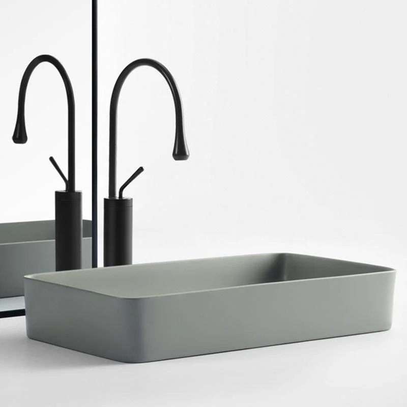 Contemporary Bathroom Sink Rectangular Porcelain Vessel Lavatory Sink with Pop-Up Drain -Bathlova