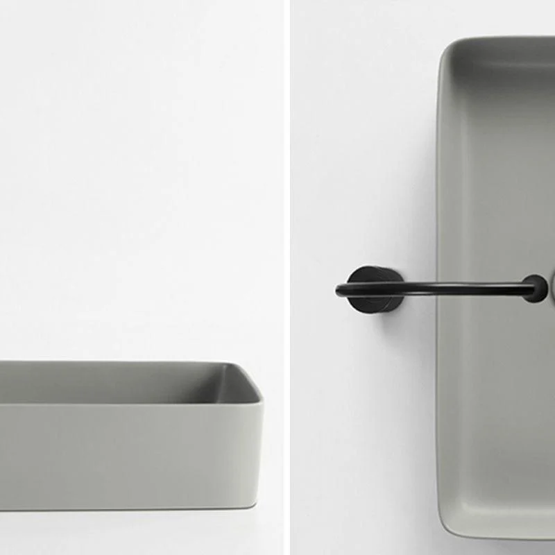 Contemporary Bathroom Sink Rectangular Porcelain Vessel Lavatory Sink with Pop-Up Drain -Bathlova