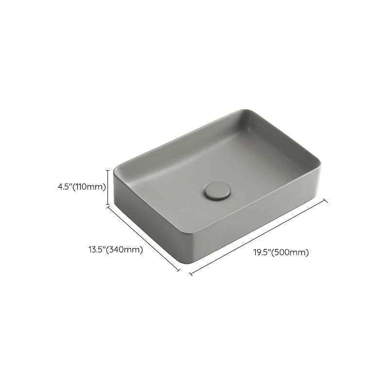 Contemporary Bathroom Sink Rectangular Porcelain Vessel Lavatory Sink with Pop-Up Drain -Bathlova