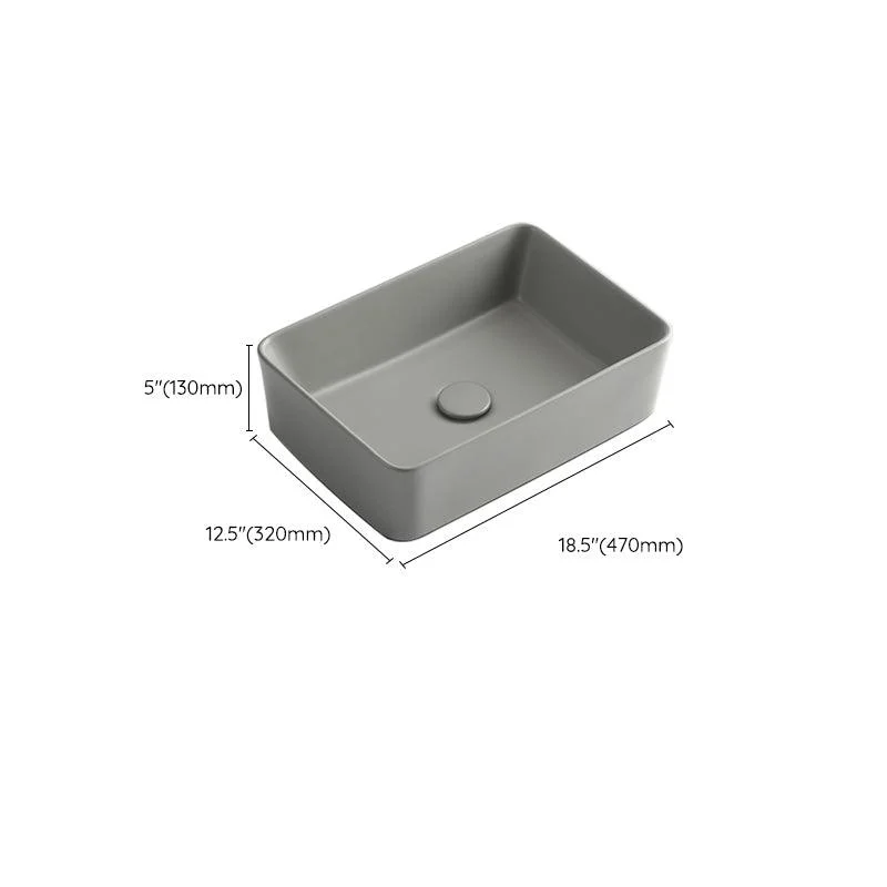 Contemporary Bathroom Sink Rectangular Porcelain Vessel Lavatory Sink with Pop-Up Drain -Bathlova