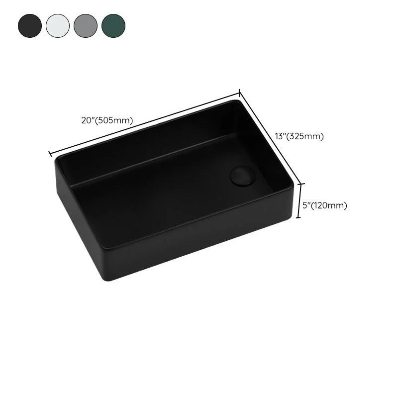 Contemporary Bathroom Sink Rectangular Porcelain Vessel Sink with Pop-Up Drain -Bathlova