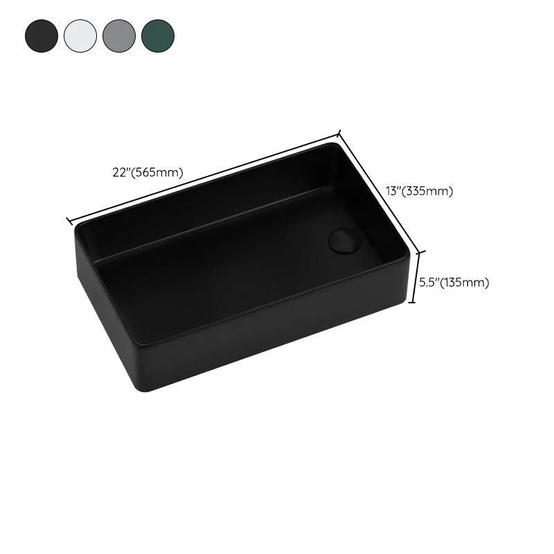 Contemporary Bathroom Sink Rectangular Porcelain Vessel Sink with Pop-Up Drain -Bathlova