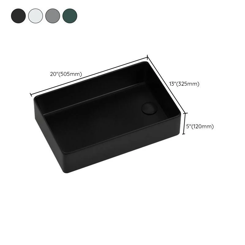 Contemporary Bathroom Sink Rectangular Porcelain Vessel Sink with Pop-Up Drain -Bathlova