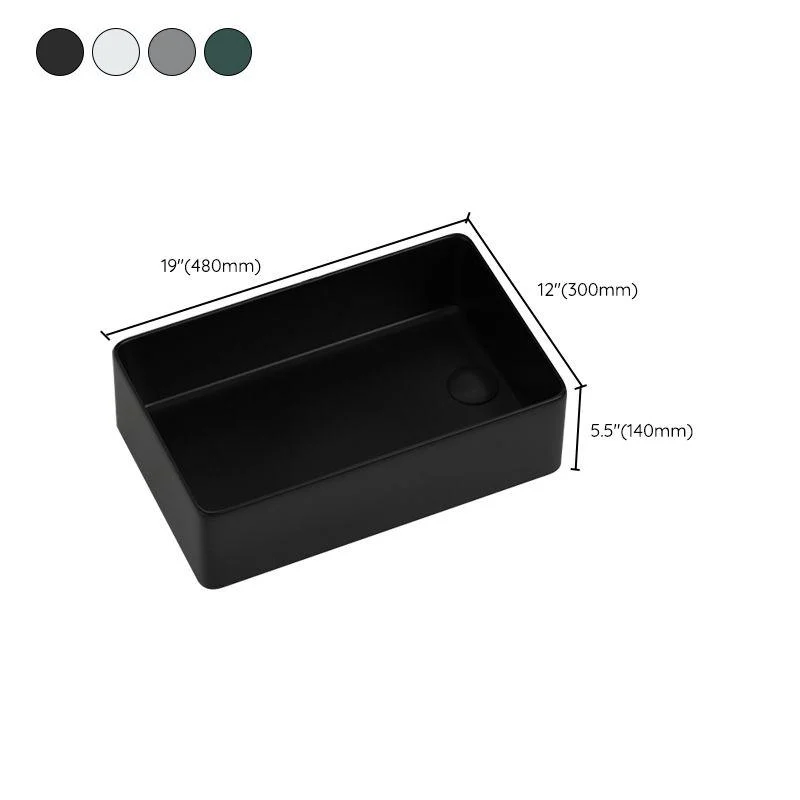 Contemporary Bathroom Sink Rectangular Porcelain Vessel Sink with Pop-Up Drain -Bathlova