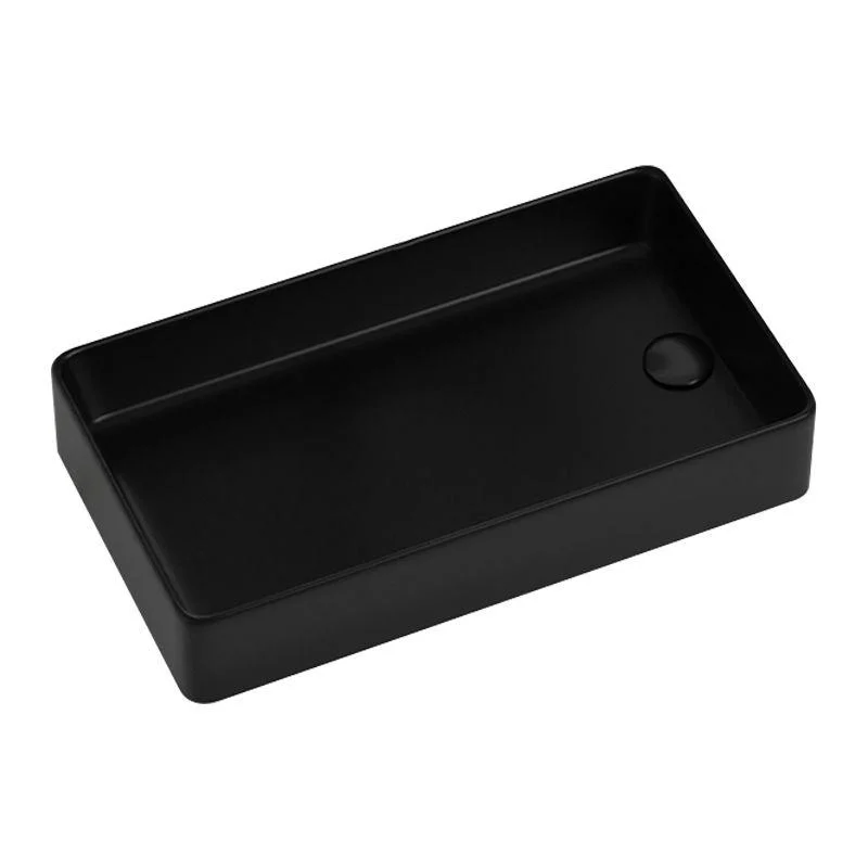 Contemporary Bathroom Sink Rectangular Porcelain Vessel Sink with Pop-Up Drain -Bathlova