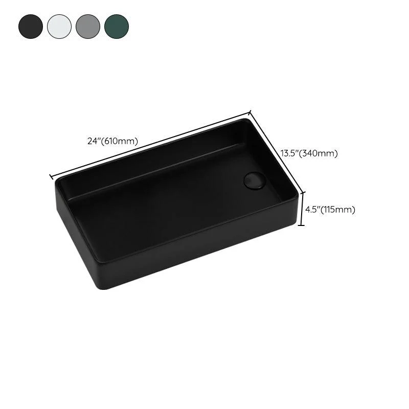 Contemporary Bathroom Sink Rectangular Porcelain Vessel Sink with Pop-Up Drain -Bathlova