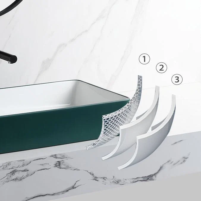 Contemporary Bathroom Sink Rectangular Porcelain Vessel Sink with Pop-Up Drain -Bathlova