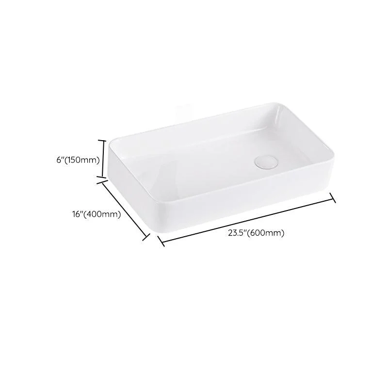 Contemporary Bathroom Sink Single Tap Hole Porcelain Rectangular Vessel Bathroom Sink -Bathlova