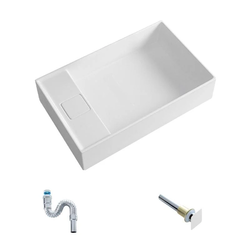 Contemporary Bathroom Sink Single Tap Hole Porcelain Rectangular Vessel Bathroom Sink -Bathlova