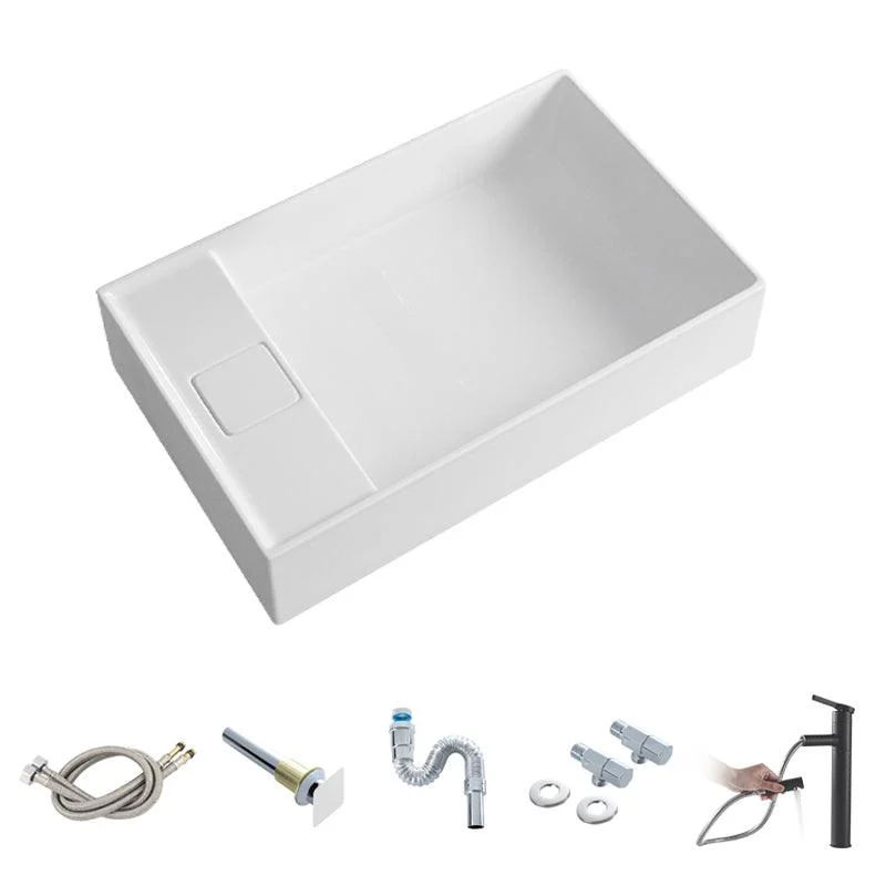 Contemporary Bathroom Sink Single Tap Hole Porcelain Rectangular Vessel Bathroom Sink -Bathlova