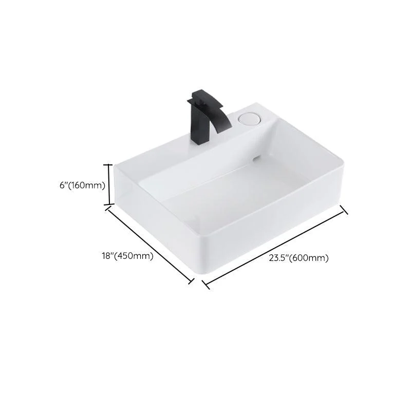 Contemporary Bathroom Sink Single Tap Hole Porcelain Rectangular Vessel Bathroom Sink -Bathlova