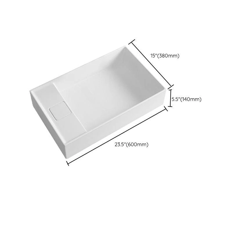 Contemporary Bathroom Sink Single Tap Hole Porcelain Rectangular Vessel Bathroom Sink -Bathlova