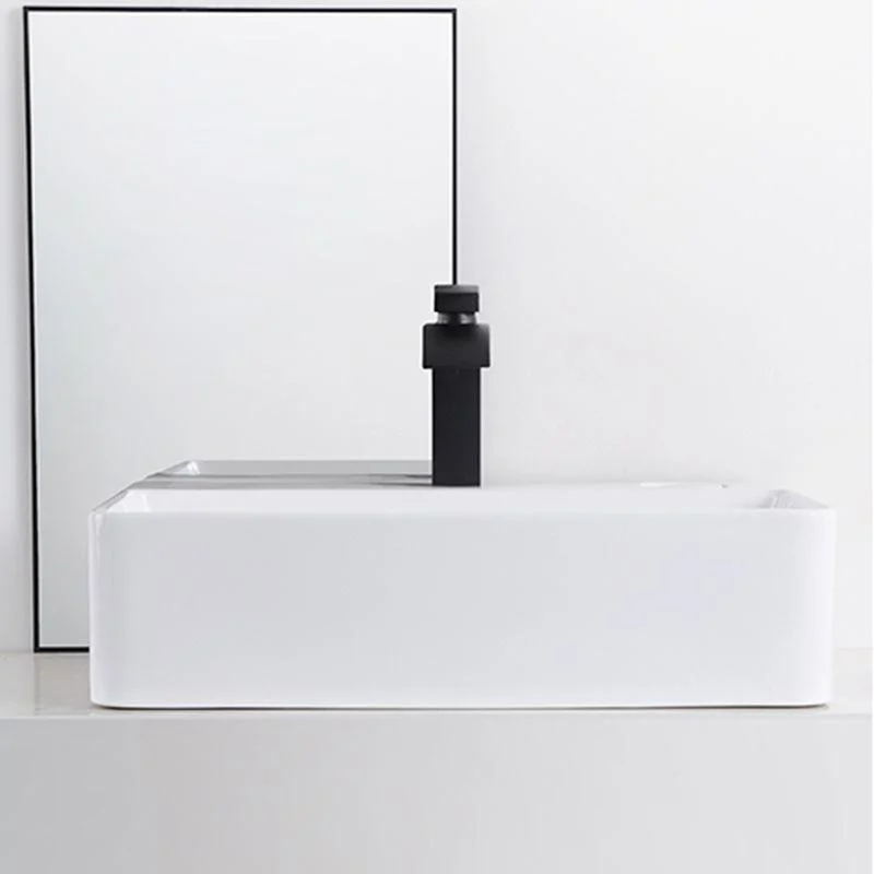 Contemporary Bathroom Sink Single Tap Hole Porcelain Rectangular Vessel Bathroom Sink -Bathlova