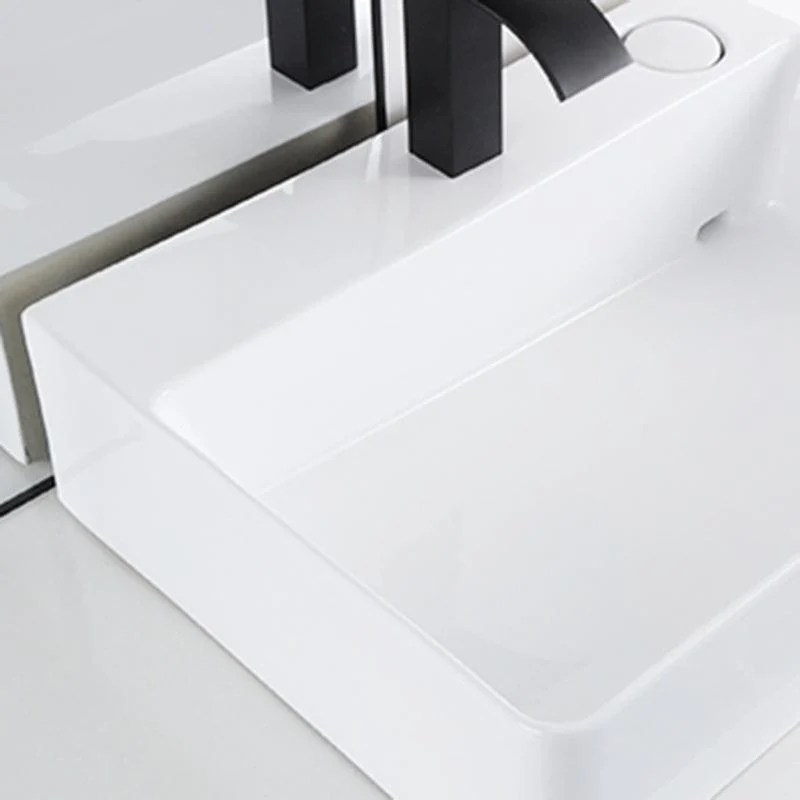 Contemporary Bathroom Sink Single Tap Hole Porcelain Rectangular Vessel Bathroom Sink -Bathlova