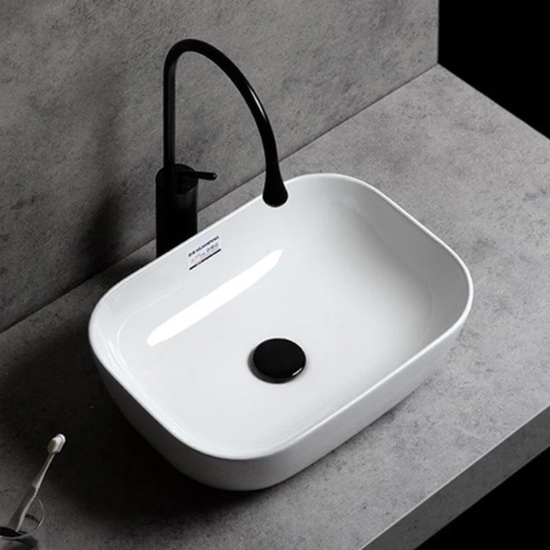 Contemporary Bathroom Sink Single Tap Hole Solid Color Rectangular Vessel Sink -Bathlova