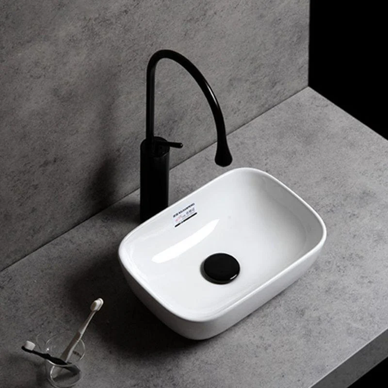 Contemporary Bathroom Sink Single Tap Hole Solid Color Rectangular Vessel Sink -Bathlova