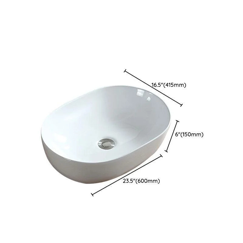 Contemporary Bathroom Sink Solid Color Vessel Bathroom Sink with Overflow -Bathlova