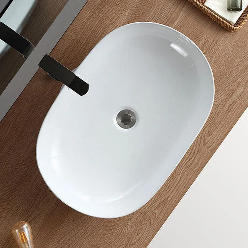 Contemporary Bathroom Sink Solid Color Vessel Bathroom Sink with Overflow -Bathlova