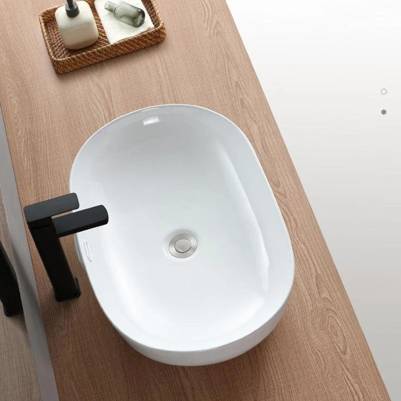 Contemporary Bathroom Sink Solid Color Vessel Bathroom Sink with Overflow -Bathlova