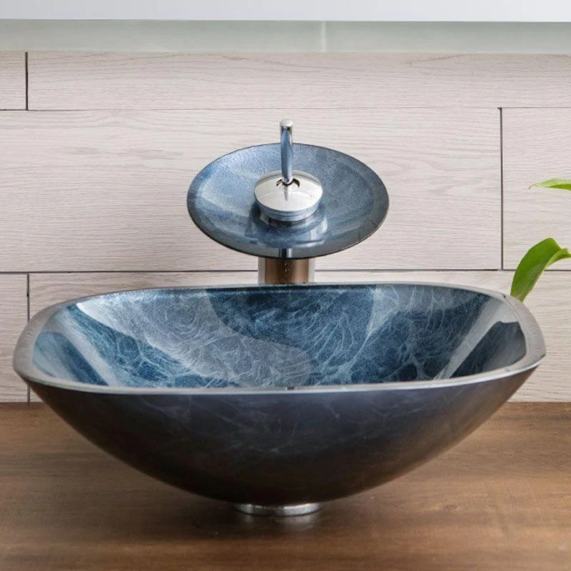 Contemporary Bathroom Sink Tempered Glass Trough Bathroom Sink -Bathlova