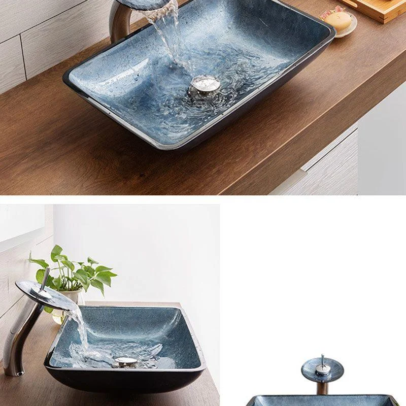 Contemporary Bathroom Sink Tempered Glass Trough Bathroom Sink -Bathlova