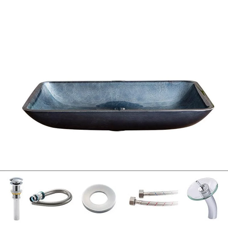 Contemporary Bathroom Sink Tempered Glass Trough Bathroom Sink -Bathlova