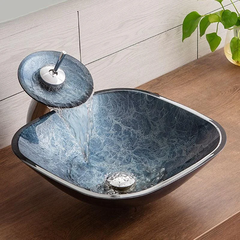 Contemporary Bathroom Sink Tempered Glass Trough Bathroom Sink -Bathlova