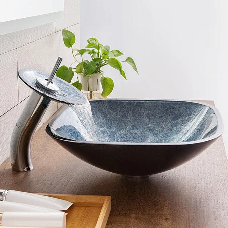 Contemporary Bathroom Sink Tempered Glass Trough Bathroom Sink -Bathlova