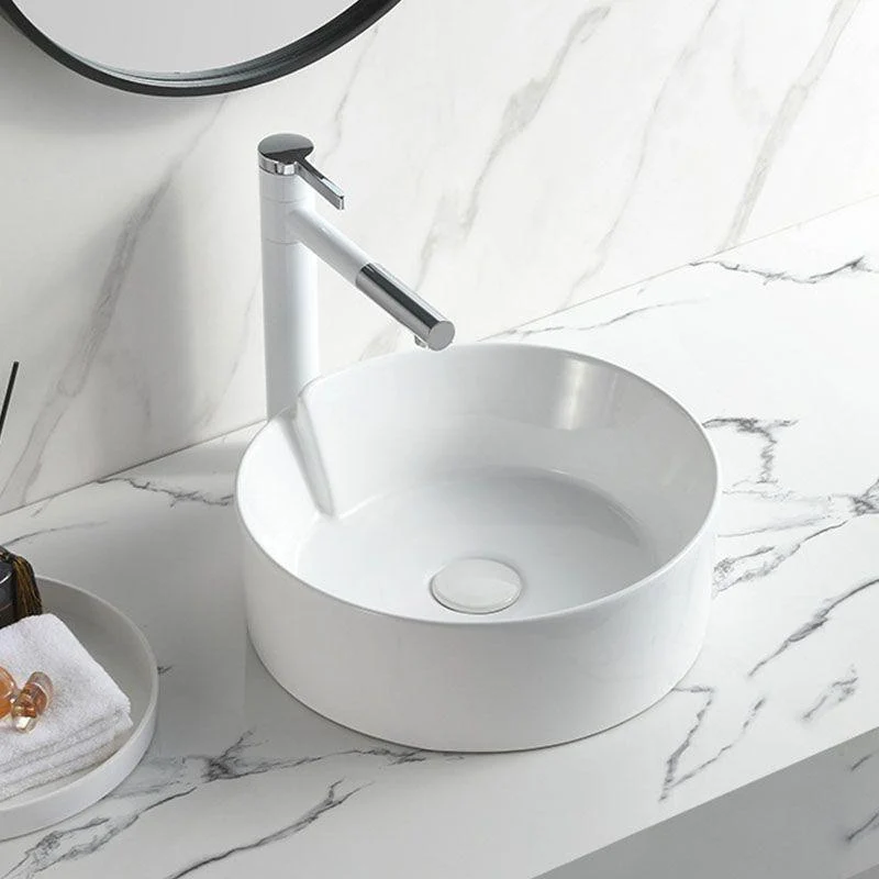 Contemporary Bathroom Sink White Porcelain Vessel Lavatory Sink Only -Bathlova