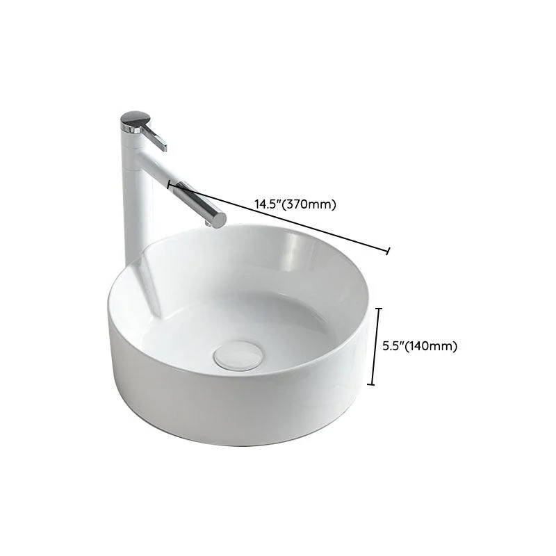 Contemporary Bathroom Sink White Porcelain Vessel Lavatory Sink Only -Bathlova