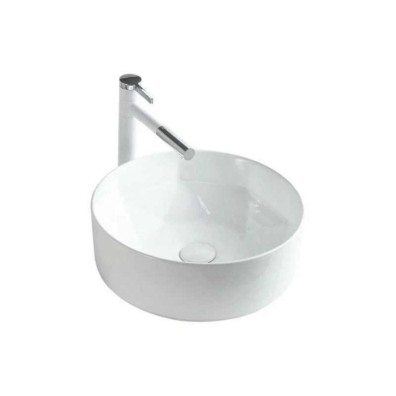 Contemporary Bathroom Sink White Porcelain Vessel Lavatory Sink Only -Bathlova