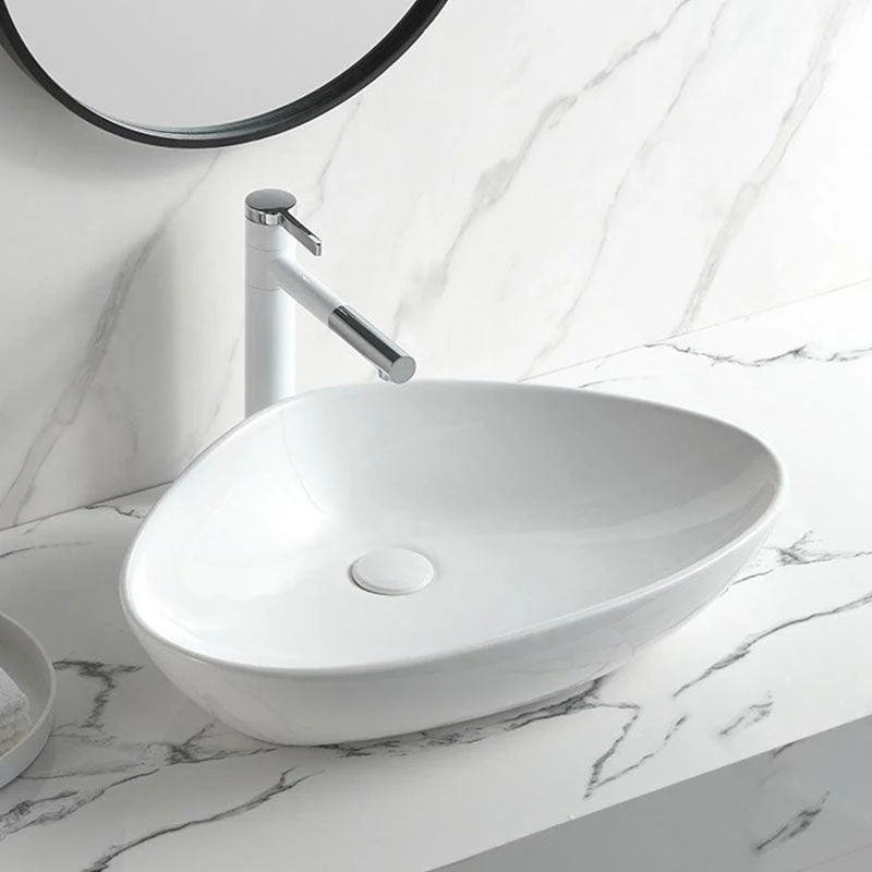 Contemporary Bathroom Sink White Porcelain Vessel Lavatory Sink Only -Bathlova