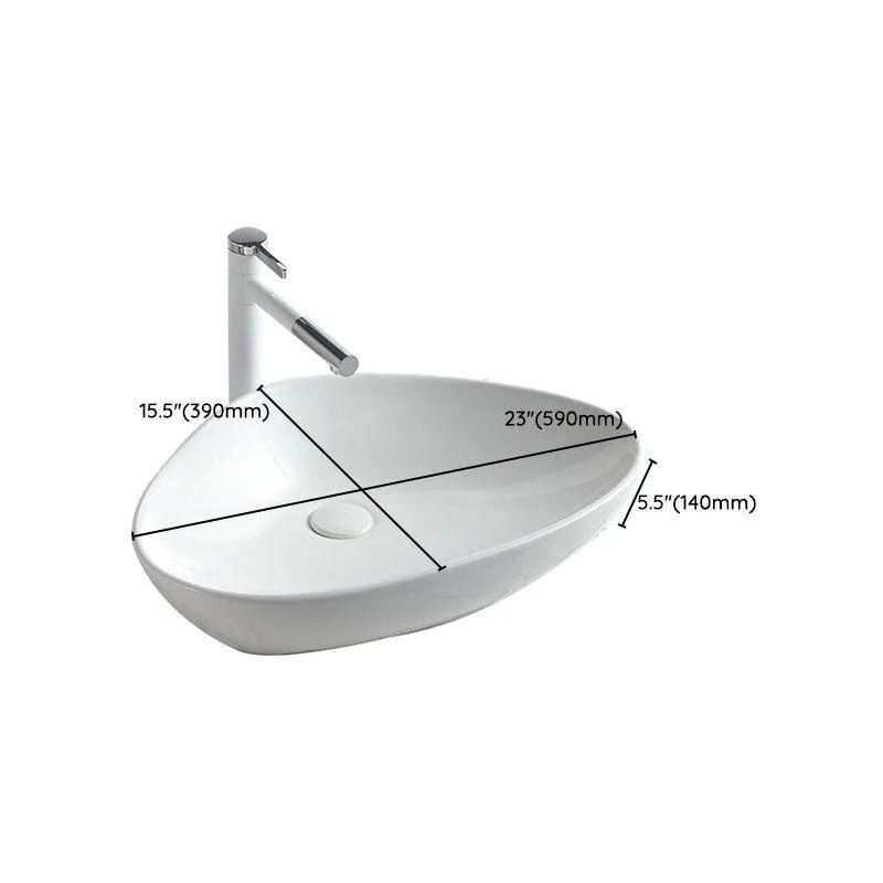 Contemporary Bathroom Sink White Porcelain Vessel Lavatory Sink Only -Bathlova