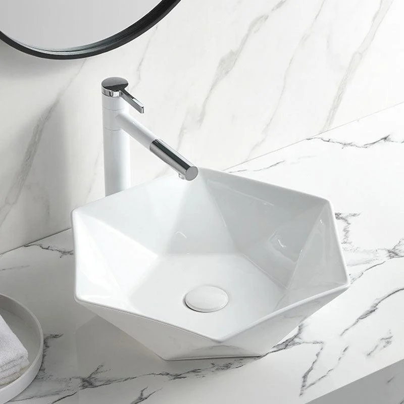 Contemporary Bathroom Sink White Porcelain Vessel Lavatory Sink Only -Bathlova