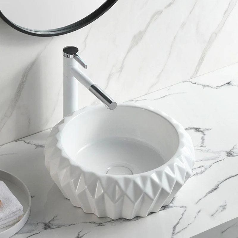 Contemporary Bathroom Sink White Porcelain Vessel Lavatory Sink Only -Bathlova