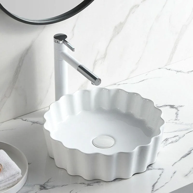 Contemporary Bathroom Sink White Porcelain Vessel Lavatory Sink Only -Bathlova