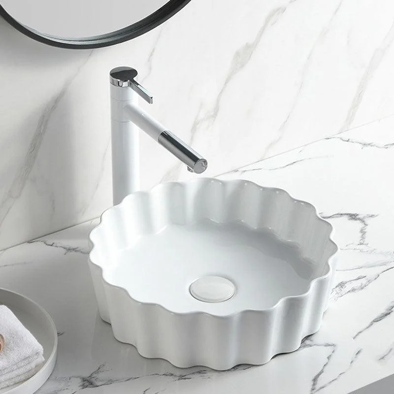 Contemporary Bathroom Sink White Porcelain Vessel Lavatory Sink Only -Bathlova