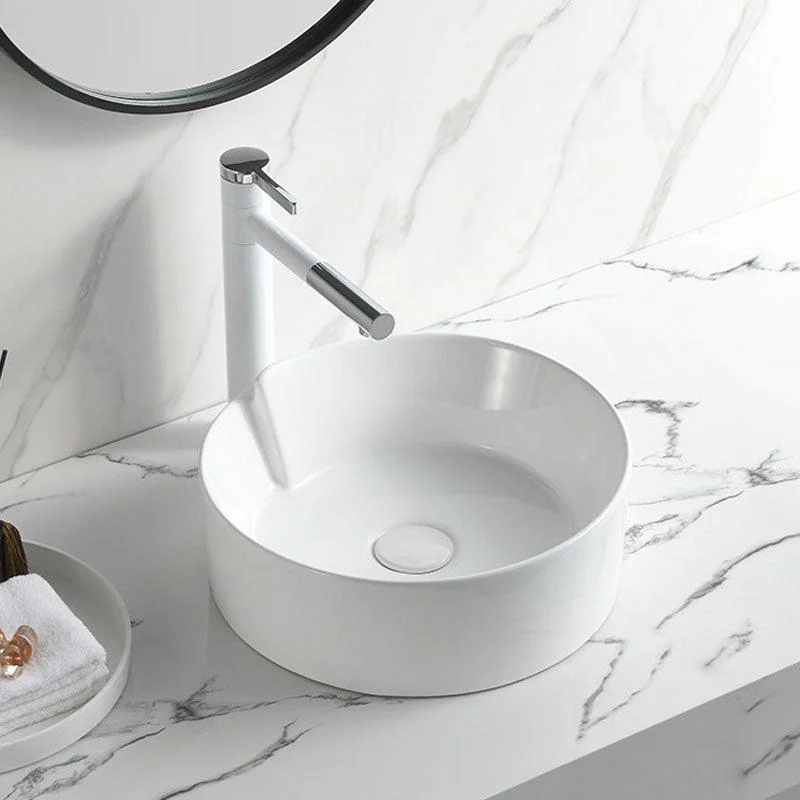 Contemporary Bathroom Sink White Porcelain Vessel Lavatory Sink Only -Bathlova