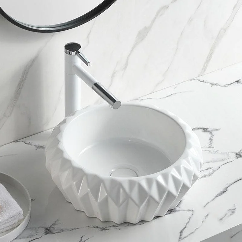 Contemporary Bathroom Sink White Porcelain Vessel Lavatory Sink Only -Bathlova