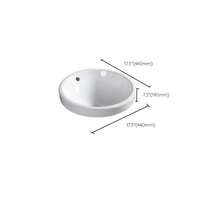 Contemporary Bathroom Sink with Overflow Porcelain Round Vessel Bathroom Sink Only -Bathlova